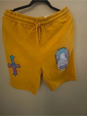 Graphic Yellow Drawstring Sweat Shorts